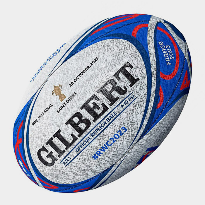GILBERT RWC 2023  MATCH FINAL REPLICA RUGBY BALL WHT/BLU SIZE 5 - Image 2