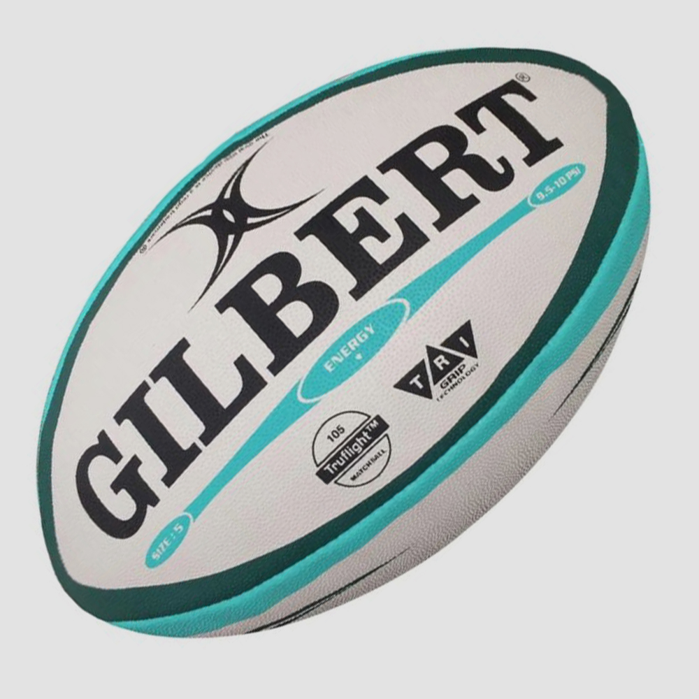 Gilbert Energy Match Rugby Ball Size 5 White/Blue