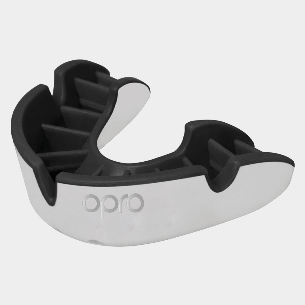 Opro Silver Mouthguard Wht/Blk Senior